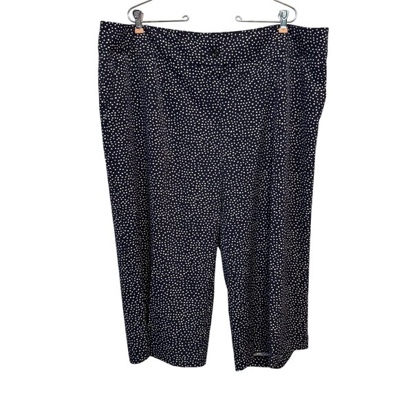 NWOT Jessica London Womens Polka Dot Capri Pants Size 24 Navy & White - Picture 1 of 7